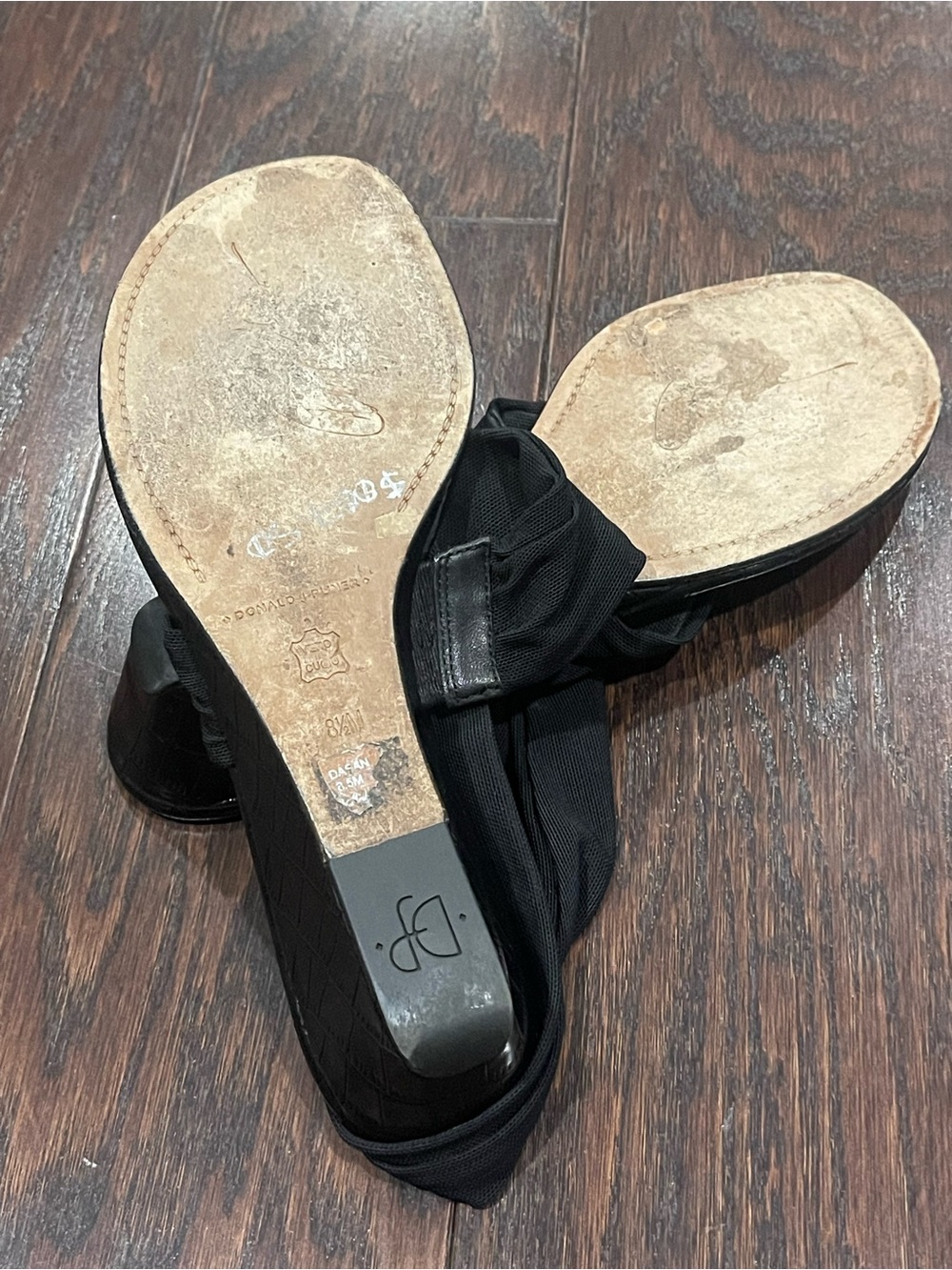 Donald J. Pliner Black Croc-Embossed Thong Sandals with Stretch Upper - Picture 4 of 7